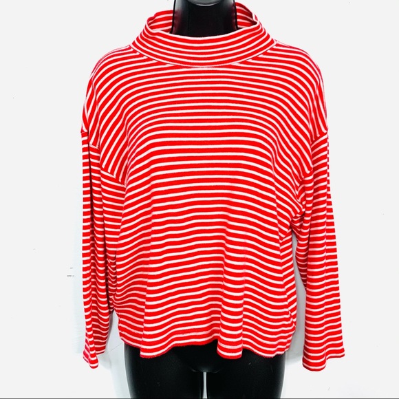 Vintage Tops - VINTAGE PIERRE CARDIN Striped Mock Neck Top